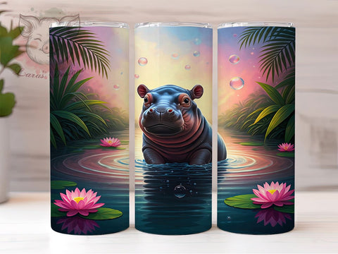Baby Hippo, Zoo Animals, Famous Animals, 20oz Tumbler, Hippo Sublimation, Hippo Lover Gift, Digital Tumbler Wrap Sublimation Lara' s Designs 