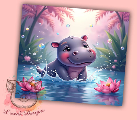 Baby Hippo, Zoo Animals, Famous Animals, 20oz Tumbler, Hippo Sublimation, Hippo Lover Gift, Digital Tumbler Wrap Sublimation Lara' s Designs 