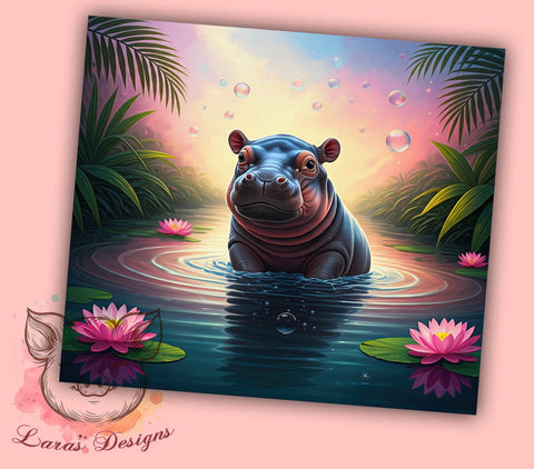 Baby Hippo, Zoo Animals, Famous Animals, 20oz Tumbler, Hippo Sublimation, Hippo Lover Gift, Digital Tumbler Wrap Sublimation Lara' s Designs 