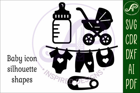 Baby icons silhouette laser cut outs SVG file 4 SVG APInspireddesigns 