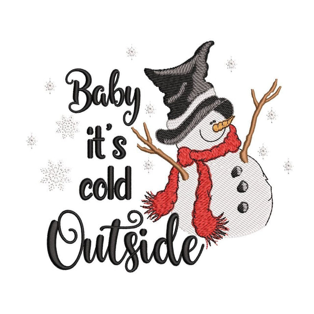 Baby It's Cold Outside Embroidery Design, Snowman Embroidery File, Christmas Embroidery Design, 4 sizes, Instant download Embroidery/Applique DESIGNS Nino Nadaraia 