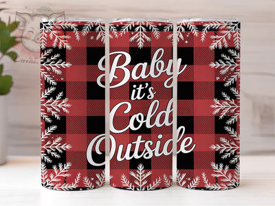 Baby It’s Cold Outside Plaid Tumbler, Buffalo Plaid Sublimation Design, White Glitter Holiday Art, 20oz Xmas Tumbler, Whimsical Winter Mug, Stylish Plaid Cup, Cozy Glitter Wrap Sublimation Lara' s Designs 