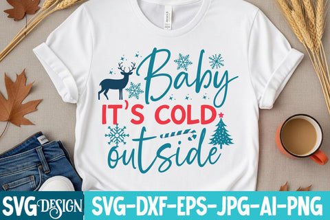 Baby It’s Cold Outside SVG Design,Baby It’s Cold Outside Sublimation PNG,Christmas Svg Design,Christmas t-Shirt Design SVG BlackCatsMedia 