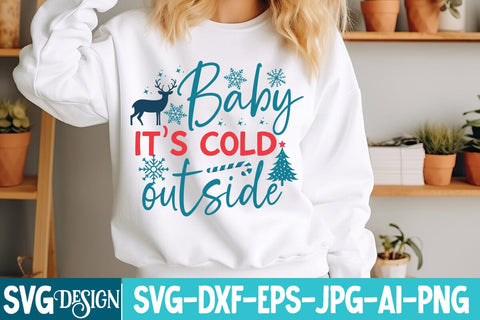 Baby It’s Cold Outside SVG Design,Baby It’s Cold Outside Sublimation PNG,Christmas Svg Design,Christmas t-Shirt Design SVG BlackCatsMedia 