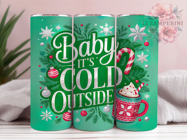 Baby It’s Cold Outside Tumbler, Christmas Snowflake Tumbler, 20Oz Sublimation, Winter Quote Printable, Holiday Snowflake Design, Cozy Christmas Wrap, Winter Tumbler Art Sublimation Li Zamperini 