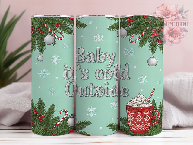 Baby It’s Cold Outside Tumbler, Christmas Snowflake Tumbler, 20Oz Sublimation, Winter Quote Printable, Holiday Snowflake Design, Cozy Christmas Wrap, Winter Tumbler Art Sublimation Li Zamperini 