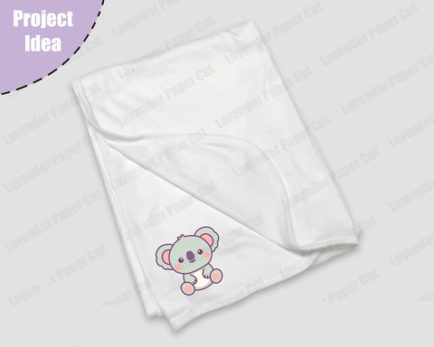 Baby Koala SVG PNG File, Cute Koala Clipart Cut File for Cricut and Silhouette, Animal Theme, Kids Crafts, DIY Baby Shower Decorations SVG Lavender Paper Cut 