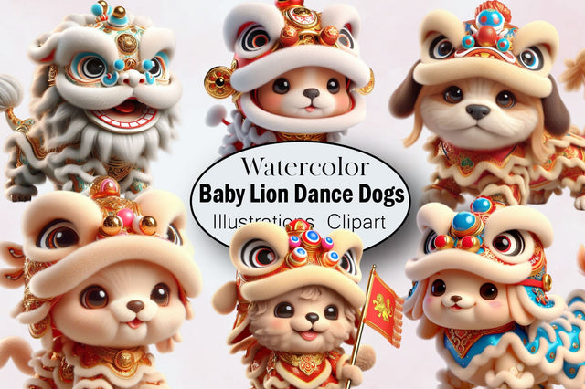 Baby Lion Dance Dogs Sublimation Clipart Sublimation SVGArt 