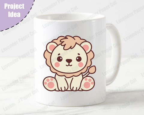 Baby Lion SVG, Kawaii Lion, Nursery decor, Safari Animal, Baby Shower Gift, PNG, JPG, Clipart, Embroidery, Cricut or Silhouette SVG Lavender Paper Cut 