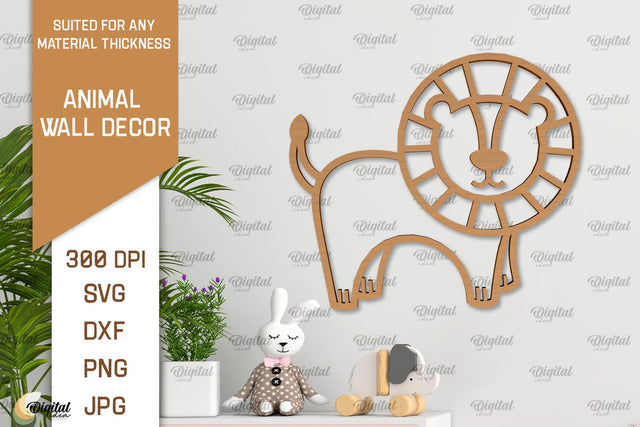 Baby Lion Wall Decor Laser Cut. Animals Wall Art SVG SVG Evgenyia Guschina 