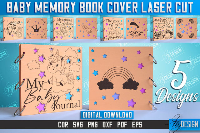 Baby Memory Book Cover Bundle | Memory Album Cover | Children's Design | CNC File SVG Fly Design 