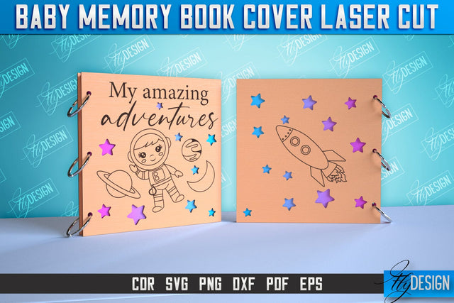 Baby Memory Book Cover | Memory Album Cover | Children's Design | CNC File SVG Fly Design 