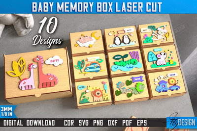 Baby Memory Box Bundle | Personalized Box | Storage Box | Gift Box | Baby Keepsake Box | CNC Files SVG Fly Design 