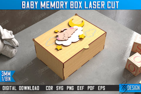 Baby Memory Box Bundle | Personalized Box | Storage Box | Gift Box | Baby Keepsake Box | CNC Files SVG Fly Design 