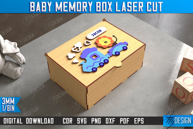 Baby Memory Box | Personalized Box | Storage Box | Gift Box | Baby Keepsake Box | CNC File SVG Fly Design 