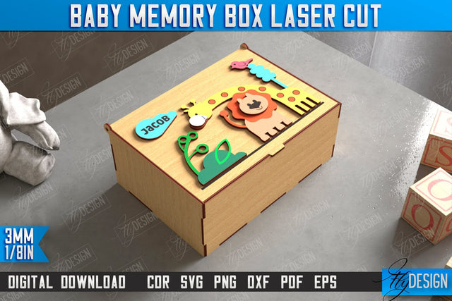 Baby Memory Box | Personalized Box | Storage Box | Gift Box | Baby Keepsake Box | CNC File SVG Fly Design 
