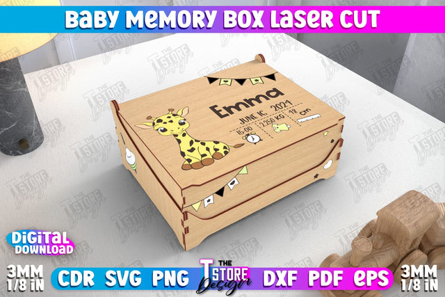 Baby Memory Box | Personalized Box | Storage Box | Gift Box | Baby Keepsake Box | CNC File SVG The T Store Design 
