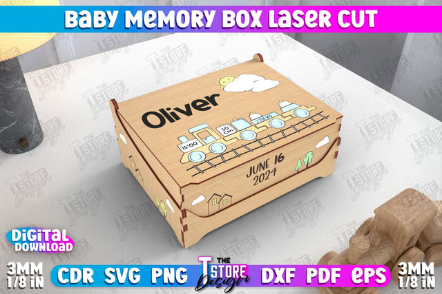 Baby Memory Box | Personalized Box | Storage Box | Gift Box | Baby Keepsake Box | CNC File SVG The T Store Design 