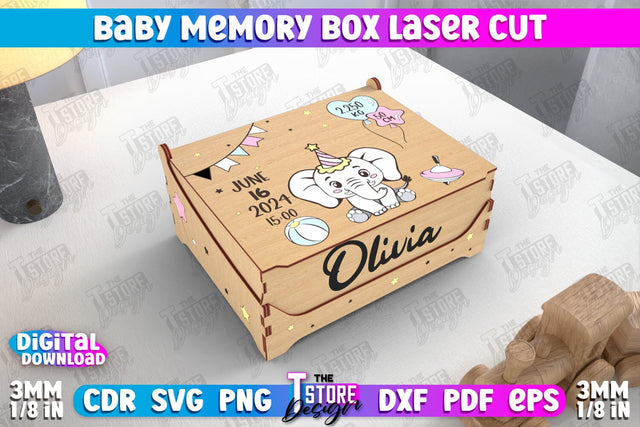 Baby Memory Box | Personalized Box | Storage Box | Gift Box | Baby Keepsake Box | CNC File SVG The T Store Design 