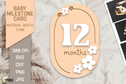 Baby Milestone Card Laser Cut. 12 Month SVG SVG Evgenyia Guschina 