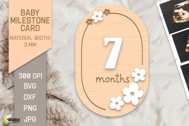 Baby Milestone Card Laser Cut. 7 Month SVG SVG Evgenyia Guschina 