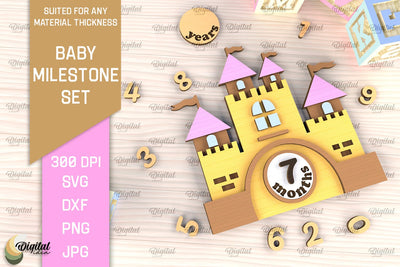 Baby Milestone Card Laser Cut. Baby Months Card SVG Design SVG Evgenyia Guschina 