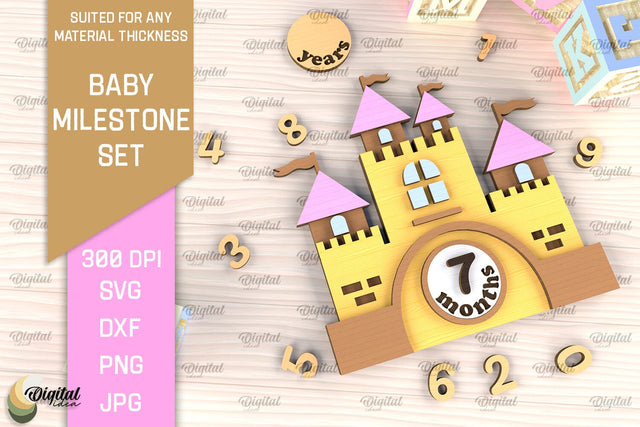 Baby Milestone Card Laser Cut. Baby Months Card SVG Design SVG Evgenyia Guschina 