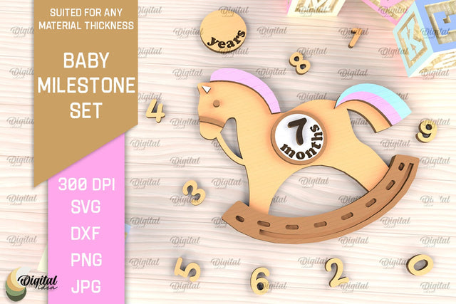 Baby Milestone Card Laser Cut. Baby Months Card SVG Design SVG Evgenyia Guschina 