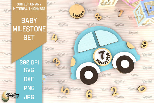 Baby Milestone Card Laser Cut. Baby Months Card SVG Design SVG Evgenyia Guschina 