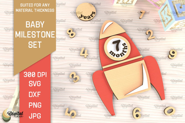 Baby Milestone Card Laser Cut. Baby Months Card SVG Design SVG Evgenyia Guschina 