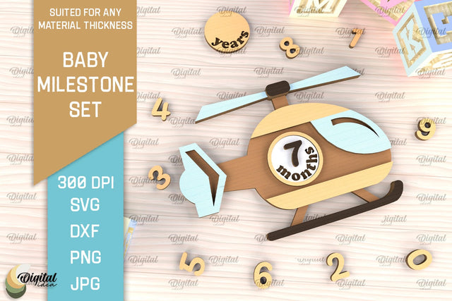 Baby Milestone Card Laser Cut. Baby Months Card SVG Design SVG Evgenyia Guschina 