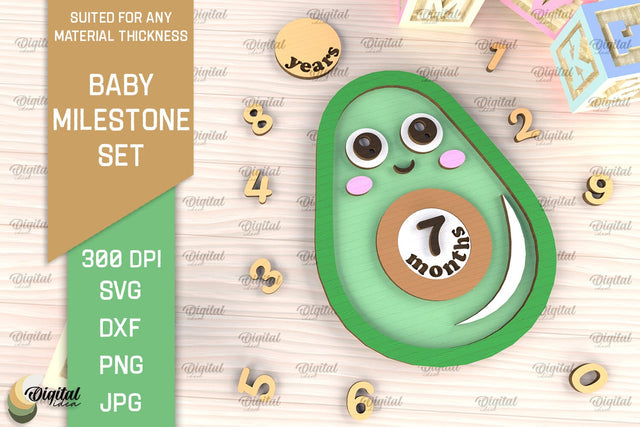 Baby Milestone Card Laser Cut. Baby Months Card SVG Design SVG Evgenyia Guschina 