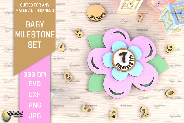 Baby Milestone Card Laser Cut. Baby Months Card SVG Design SVG Evgenyia Guschina 