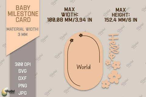 Baby Milestone Card Laser Cut Bundle. Flowers SVG SVG Evgenyia Guschina 