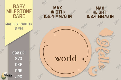 Baby Milestone Card Laser Cut Bundle. Moon SVG SVG Evgenyia Guschina 