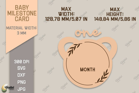 Baby Milestone Card Laser Cut Bundle. Teddy Bear SVG SVG Evgenyia Guschina 
