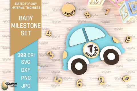 Baby Milestone Cards Laser Cut Bundle. Baby Months Cards SVG SVG Evgenyia Guschina 