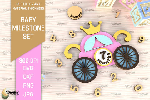 Baby Milestone Cards Laser Cut Bundle. Baby Months Cards SVG SVG Evgenyia Guschina 