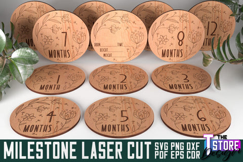 Baby Milestone Countdown Bundle | Milestone Marker Monthly | Baby Photo Props SVG The T Store Design 