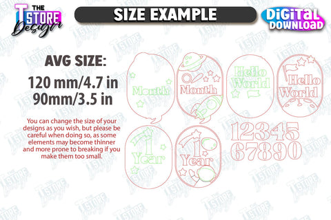 Baby Milestone Countdown Laser Cut Bundle | Milestone Marker Monthly | Baby Photo Props SVG The T Store Design 