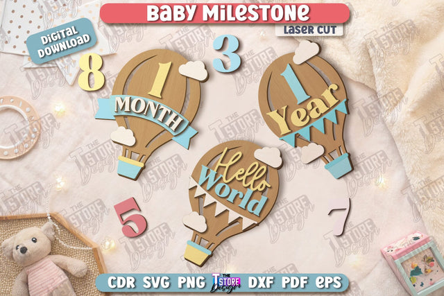 Baby Milestone Countdown Laser Cut | Milestone Marker Monthly | Baby Photo Props SVG The T Store Design 
