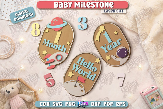 Baby Milestone Countdown Laser Cut | Milestone Marker Monthly | Baby Photo Props SVG The T Store Design 