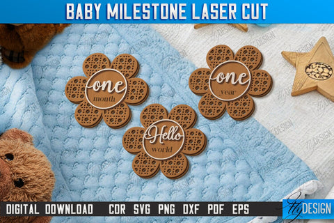 Baby Milestone Laser Cut Bundle | Milestone Marker Monthly | Baby Photo Props | CNC File SVG Fly Design 