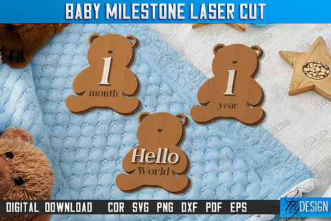 Baby Milestone Laser Cut Bundle | Milestone Marker Monthly | Baby Photo Props | CNC File SVG Fly Design 