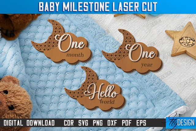 Baby Milestone Laser Cut | Milestone Marker Monthly | Baby Photo Props | CNC File SVG Fly Design 