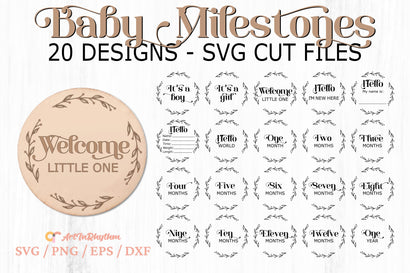 Baby Milestone Svg Bundle, Baby Monthly Milestones Svg, Baby Milestone Round Svg SVG Artinrhythm shop 