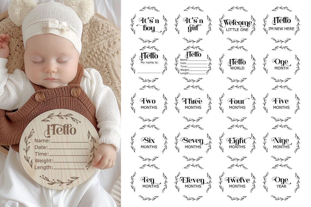 Baby Milestone Svg Bundle, Baby Monthly Milestones Svg, Baby Milestone ...