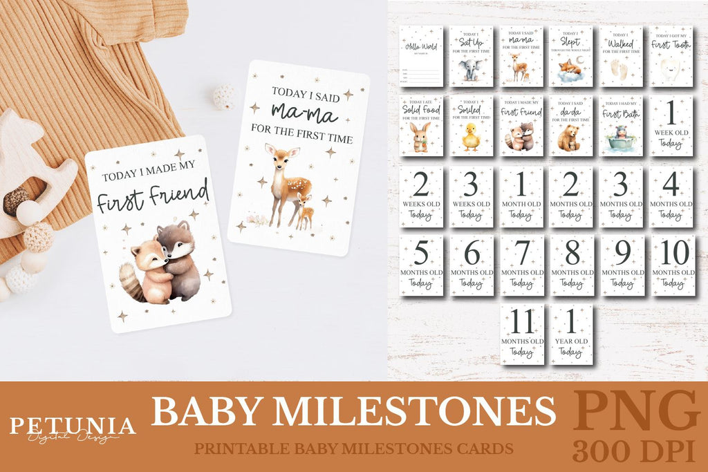 Printable Baby Milestone Cards | Baby Milestones PNG - So Fontsy