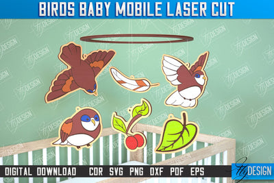 Baby Mobile | Bird Design | Baby Room Décor | New Born | CNC Files SVG Fly Design 