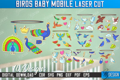 Baby Mobile Bundle | Birds Design | Baby Room Décor | New Born | CNC Files SVG Fly Design 